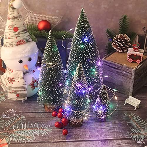 Uniprimebbq עץ חג המולד מיני, עץ אורן קטן עם בסיסי עץ למסיבת חג חג המולד בית השולחן