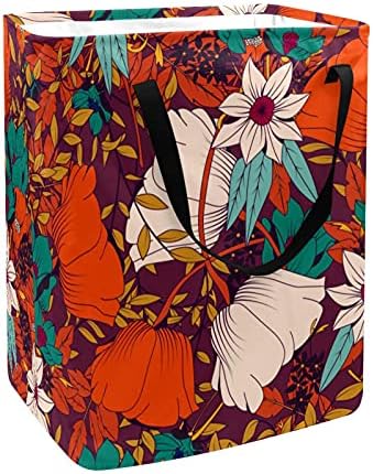 צבעוני פרחי עיצוב כביסת סלי עמיד למים מלוכלך בגדי סדרן מתקפל רך ידית ססגוני עבור בית להסרה סוגריים
