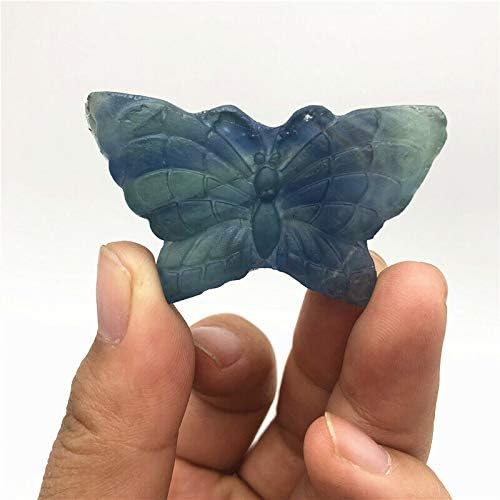 Zym116 1 pcs מגולף יד טבעית פלואוריט כחול קוורץ רוק בעלי חיים גביש חיות פרפר ריפוי אבנים טבעיות ומינרלים חמורה ביתית