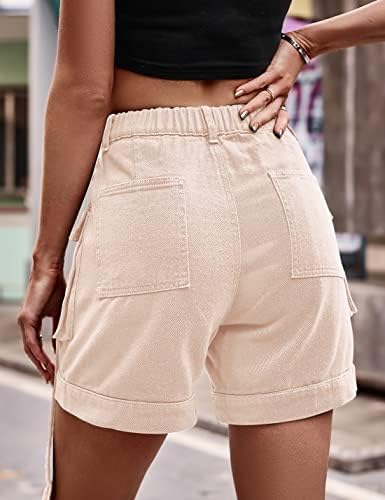 מכנסי מטען בקיץ לומיסטר נשים סטרק כותנה פעילה חיצונית ללבוש מכנסי טיול קצרים עם כיסים גדולים