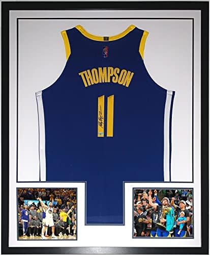 קליי תומפסון חתום על נייקי גולדן סטייט ווריורס 2022 ג'רזי אליפות NBA - קנאים COA מאומתים - ממוסגר מקצועי