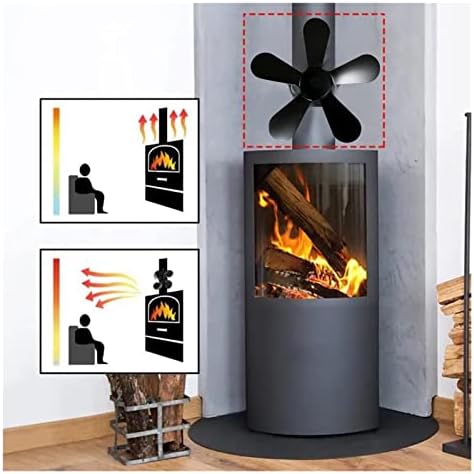 שיזם 5-חום מופעל תנור מאוורר פעולה שקטה ידידותית לסביבה מאוורר דלק יעיל למעלה מאוורר עבור ארובה עץ יומן צורב