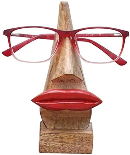 Psqurmart מעץ מעץ בצורת משקפיים מחזה מחזה תצוגה עמדת שפתים אדומים דקורטיביים ביתיים