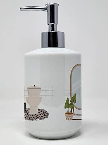 אוצרות קרוליין WDK5802SOAP שחור לבן פקינזי במתקן סבון קרמיקה אמבטיה, בקבוקי משאבה של מתקן סבון יד למטבח