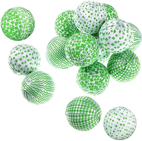 יום פטריק של סנט פטריק בד כדורים עטופים כדורים קערה מילוי ירוק בופלו בדוק בד כדורים עטופים בקישוטים לפסטיבל מדף שולחן
