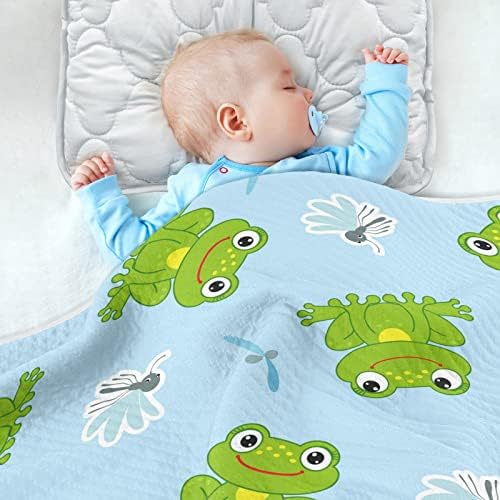 שמיכת חוטף צפרדעים מצחיקות שמיכת כותנה כותנה לתינוקות, קבלת שמיכה, שמיכה רכה קלה רכה לעריסה, טיולון, שמיכות משתלות,
