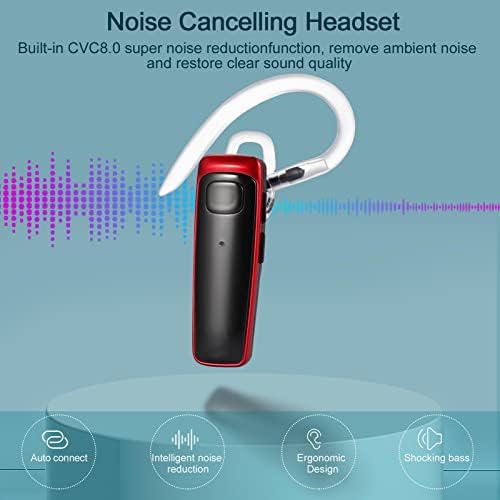 אוזניות Bluetooth של Cfozuzo, אוזניות Bluetooth, זמן שיחה של 16 שעות שיחות אלחוטיות עם CVC8.0 רעש כפול מבטל מיקרופון