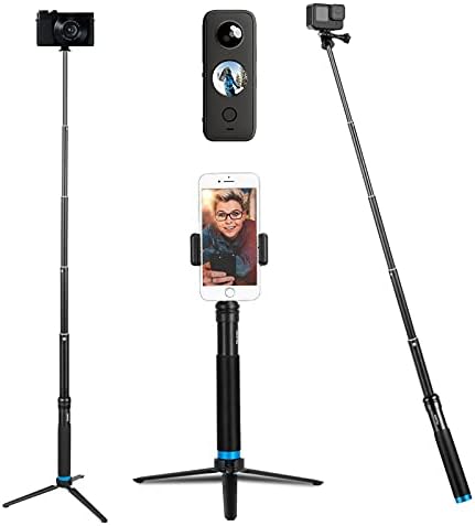 מוט Selfie Stick עם מחזיק טלפון חצובה, 35.4 טלזין אטום מים מאלומיניום תוסף Monopod עבור GoPro Max Hero 11 10 9 8 7 6 5,