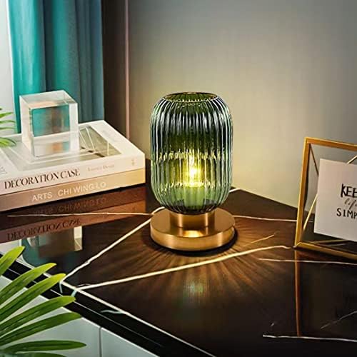 מנורות שולחן זכוכית Auwieou אמצע המאה אמצע המאה המודרנית מנורה שולחן שולחן זהב מנורת שידת לילה מנורה עם דלעת ירוקה עיצוב
