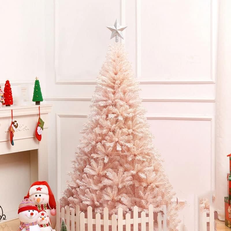 ZLXDP 7ft עץ חג המולד מלאכותי צייר עץ אשוח מלא עם עונת החגים של דוכן מתכת