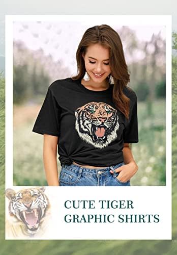 חולצת טיגר טייגר של Lukycild נשים חולצה גרפית של בעלי חיים וינטג '