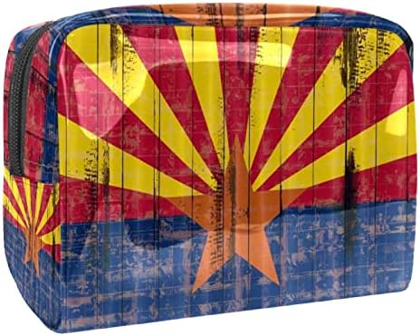 תיקי קוסמטיקה של Tbouobt תיקי איפור לנשים, שקיות נסיעות איפור קטנות, רטרו דגל אריזונה