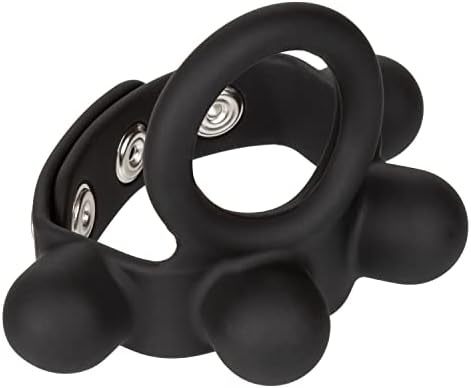 Calexotics בינוני משוקלל משוקלל טבעת אלונקה סיליקון עם משפר זקפה של עיצוב הצמד לחלוטין, שחור, שחור