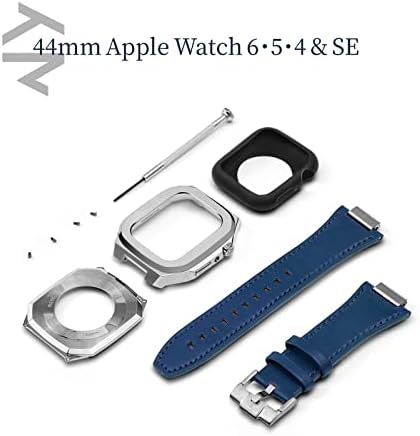 מארז שעון Apple Watch של Kronemar עם להקת עור איטלקית תואמת לסדרת Apple Watch של 44 ממ 6/5/4/SE - 316L נירוסטה מארז ומלאת