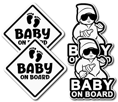 InnovatiVestencils Baby על סיפון מדבקות מדבקות שלטי רכב - 4 חבילה - 5 x 5 - 6 שנים עמידות חיצונית