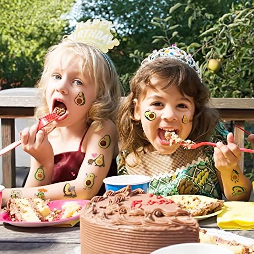 8 גיליונות חמוד אבוקדו זמני קעקוע מדבקות פירות נושאים יום הולדת ספקי צד קישוטי טובות לילדים בני בנות מתנות בכיתה