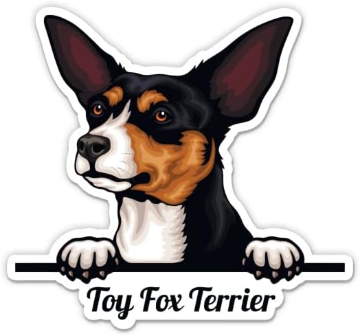 צעצועים פוקס טרייר מדבקת כלבים - מדבקת מחשב נייד 3 אינץ ' - ויניל אטום למים לרכב, טלפון, בקבוק מים - צעצוע שועל