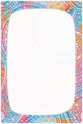 סדיני עריסה של Alaza Hippie Mandala מצויד גיליון בסינט לבנים פעוטות תינוקות, מיני מידה 39 x 27 אינץ '