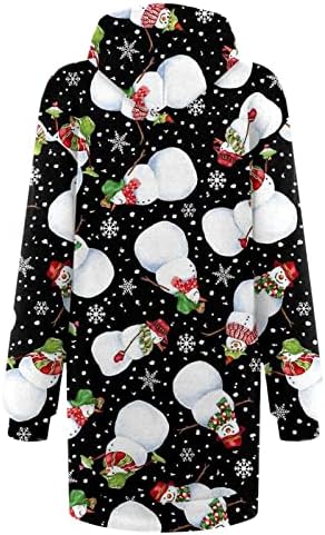 שמלת חג המולד של Nokmopo לנשים אופנה מזדמנת כיס הדפס חג המולד