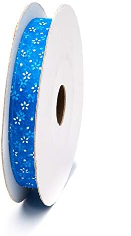 פווארי כחול אורגנזה סרט פולי עם הדפס פרחוני לבן למלאכה עטיפת מתנה לקישוט חג כל כלה עטיפת מתנה