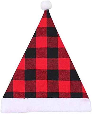 אדום ולבן משובץ כותנה בד למבוגרים גודל חג המולד קישוט כובע 176