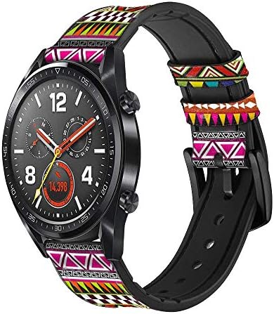 CA0258 דפוס שבטי Aztec עור & סיליקון רצועת רצועת שעון חכמה לשעון השעון Smartwatch גודל השעון החכם