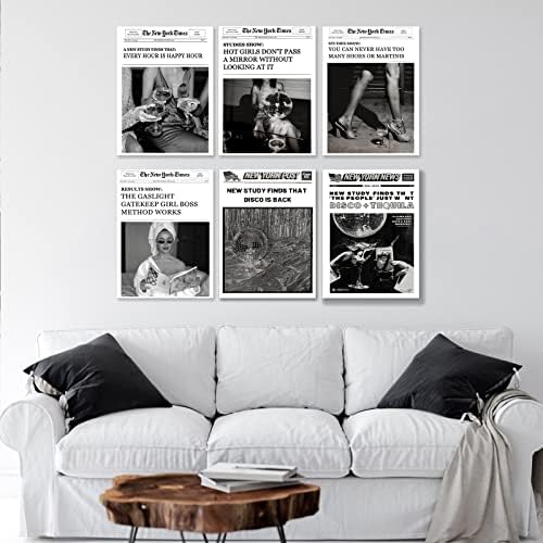 כותרת חדשות הדפסת קיר טרנדי אמנות אסתטית אסתטית עיתון העיתון עיתון שמפניה קיר אמנות בר עגל