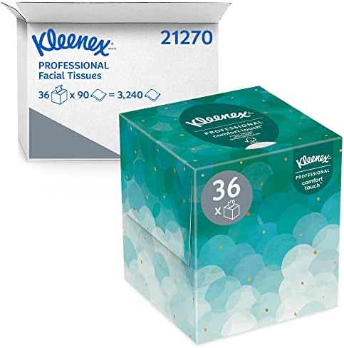 קוביית רקמות פנים מקצועיות של Kleenex לעסקים, תיבת רקמות פנים זקופה, 6 קופסאות של 95 גיליונות