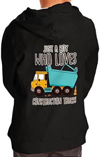 ילד שאוהב משאיות בנייה פעוט קפוצ'ון מלא רוכסן - קפוצ'ון פעוטות - קפוצ'ון לילדים מגניב