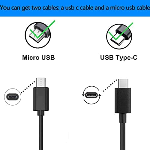 2 כבלים מיקרו USB סוג C 2in1 מטען AC מתאים ל- Tribit Stormbox xsoun