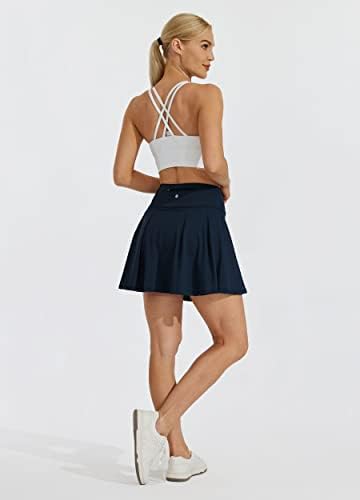 חצאיות הטניס של וויליט נשים 17& 34; חצאיות גולף ספורטיביות קלות מותן גבוהות עם כיסים קצרים