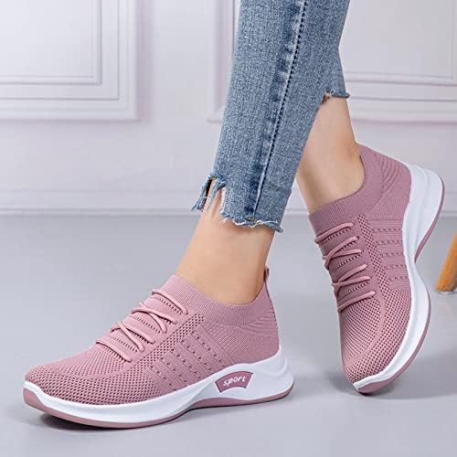 נשים של הליכה נעלי דפוס הדפסת לסרוג סניקרס קומפי לנשימה נעל קשת תמיכה גרב סניקרס רצים נעליים