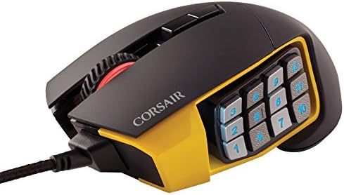 Corsair Scimitar Pro RGB - MMO Gaming Mouse - 16,000 DPI חיישן אופטי - 12 כפתורי צד לתכנות - צהוב
