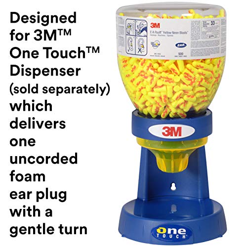 3M תקעים אוזניים, 500 זוגות/בקבוק מילוי מחדש למתקן מגע אחד, E-A-RSoft צהוב ניאון פיצוץ 391-1010, לא מתואר, חד