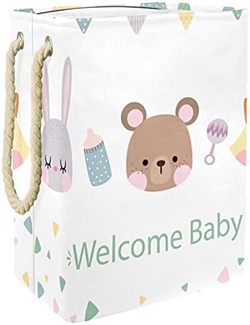 בברכה בברכה תינוקת מקסימה מצוירת דוב ארנב ופוקס -01 כביסה גדולה פגום עמיד למים בגדים מתקפלים סל סל למארגן צעצועי בגדים,