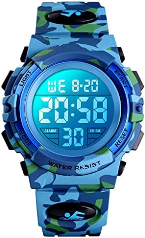 ילדים דיגיטלי שעון חיצוני ספורט 50 מ ' עמיד למים אלקטרוני שעונים שעון מעורר 12/24 שעות סטופר לוח שנה ילד ילדה