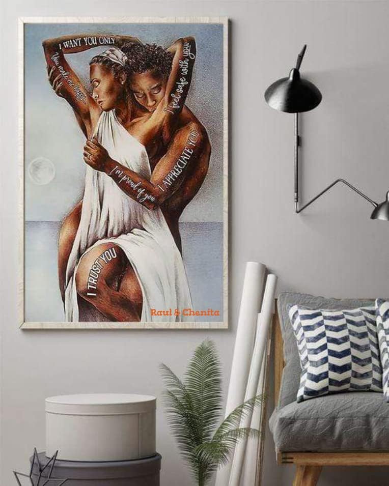 בהתאמה אישית אני סומך עליך מתנת פוסטר זוג שחור לזוג יום חג האהבה יום נישואין אפרו אפריקני אמריקאי זוג קיר אמנות הדפס עיצוב חדר