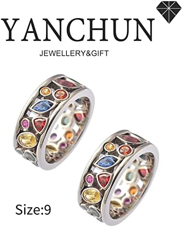 Yanchun 2 PCS Heathcryt Crystal-Quartz טבעת יוניקס לנשים Torina ionix טיפול קוורץ טבעת קריסטל צבעונית צבעונית צבעונית מתנה תכשיטי