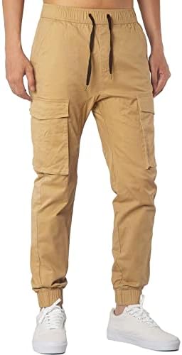 מכנסי טרנינג רזה של Uofoco Slim Fit עם משיכה ומכנסיים מזדמנים מכנסיים מכנסיים כותנה מכנסיים לספורט למכנסיים לגברים