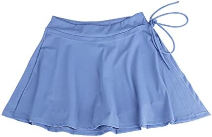 2 ב 1 מכנסי ריצה זורמים לנשים מותניים אלסטיות קפלים מכנסיים קצרים בצבע אחיד אופנה אלסטי ספורט גולף סורטס