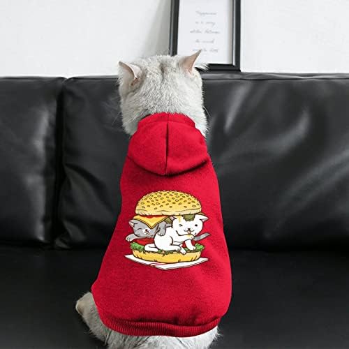המבורגר חתול חתיכה אחת כלב תחפושת חליפת חיות מחמד בגדים עם אביזרי כובע לחיות מחמד לגור וחתול XL