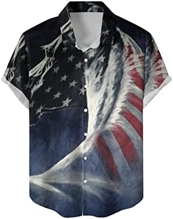 קיץ גברים של חולצות גברים מקרית אמריקאי עצמאות יום הדפסת טלאי הדפסת חולצה רגיל כותנה חולצות עבור