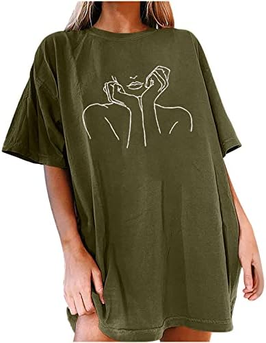 נשים של בציר זרוק שרוול חולצות חידוש גרפי טיז גדול קצר שרוול חולצות מקרית רופף חולצה חולצות