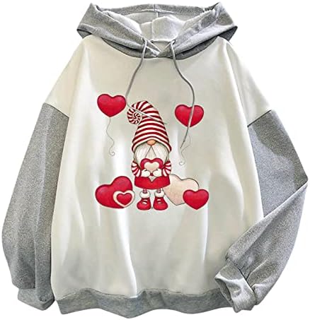 נשים של אופנה חמוד סווטשירט גמדים קריקטורה דפוס אהבת לב הדפסת נים גדול רופף בסוודרים הסווטשרט חולצות