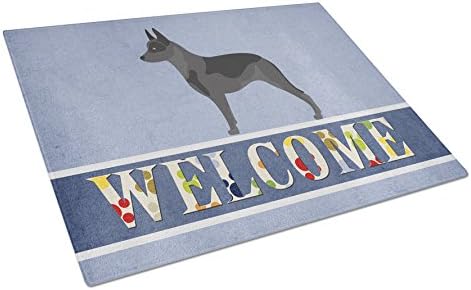 אוצרות קרוליין ב-8289 ליבות כלב בקר אוסטרלי ברוכים הבאים קרש חיתוך זכוכית גדול, כחול, דקורטיבי זכוכית מחוסמת קרש חיתוך