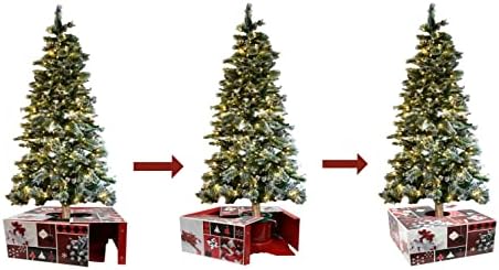 תיבת עץ חג המולד המקורית 16 אינץ 'בורגונדי ועץ עץ חג המולד האדום