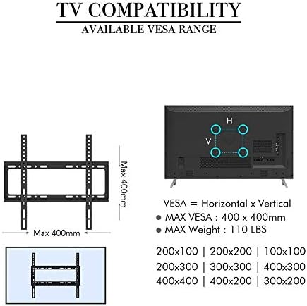 מעמד קיר טלוויזיה דק מנירוסטה לרוב הטלוויזיות המעוקלות השטוחות בגודל 26-55 אינץ', מעמד קיר טלוויזיה בראש
