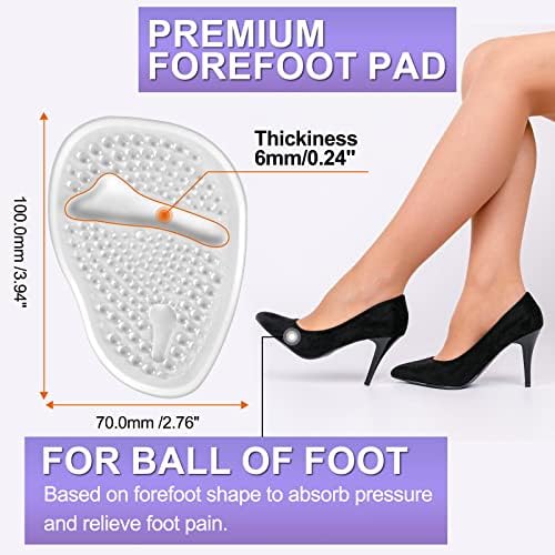 6 זוגות כף הרגל רפידות עקבים מוסיף ג ' ל כדור של רגל כריות לנשים, בלתי נראה דבק קדמת כף הרגל רפידות נוחות נעל הכנס כל-יום