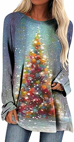 חולצות צוואר צוואר נשים חולצות חג המולד חולצת חג המולד חולצת שרוול ארוך שיפוע רופף כושר עניבה צבע חולצות GK