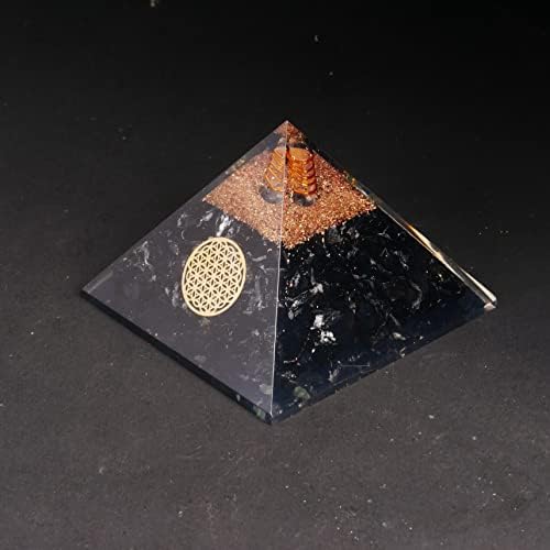 פירמידה שחורה טורמלין קריסטל - הגנה על אנרגיה שלילית - ניקוי אנרגיה של קריסטלים - מזל טוב עיצוב משרד ביתי - גבישי מדיטציה ואבני